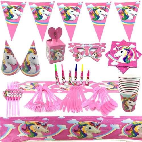 Unicorn Birthday Party Decorations Kids Disposable Tableware Birthday Party Baby Shark Baby Shower Decorations Supplies