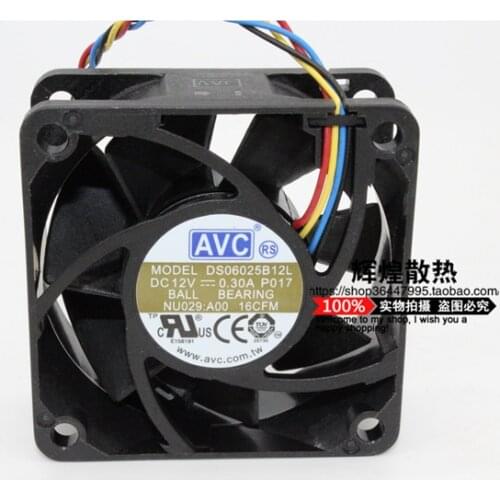 AVC DS06025B12L P017 Server Cooling Fan DC 12V 0.30A 60x60x25mm 4-wire