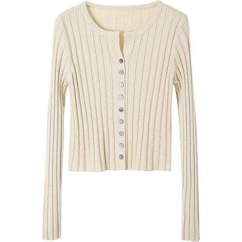 Early autumn long-sleeved inner knit bottoming shirt top women loose and lazy style outer wear cardigan sweater jacket women