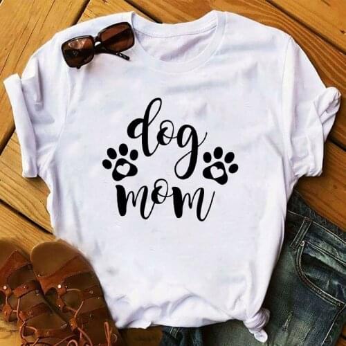 ZOGANKIN Women Fur Dog Paw Mom Print T Shirt Summer New Fashion Funny Animal Pet Lady Clothing Graphic Womens O-neck Tops