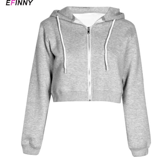 Women Lace Up Drawstring Hoodies Zip Up Crop Top Hoodie Long Sleeve Sweatshirts Black White Grey Pink Hoodie Hot