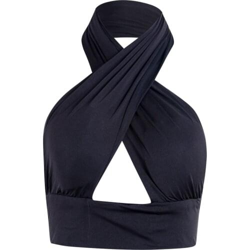 Women camis Strappy Cross Over FrontCut Out Halter Neck Sleeveless Backless Crop Top Bandage Vest Summer Sexy Tops Woman Clothes