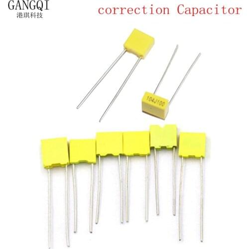 10PCS 63V 100V 250V 630V Polypropylene Safety Plastic Film 102J 103J 474 100J 105J 1/10/100nF 0.1uF 1UF Correction Capacitor