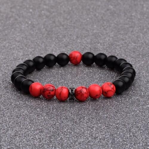 2020 Charm Men Ethnic Black Matte&Red Stone Beads Bracelets Women Handmade Bracelets & Bangles Dropshipping AB656