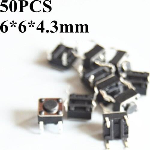 50PCS/LOT 6*6*4.3mm Micro Light touch switch ON/OFF Touch button Touch micro switch keys button 4pin Free shipping