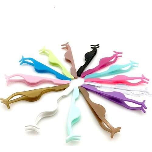 50PCS False Eyelash Tweezers Bulk False Eyelashes Applicator Eyelash Extension Curler Nipper Auxiliary Clamp Makeup Forceps Tool