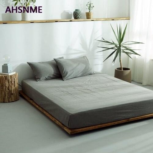 AHSNME Cold Grey 100% Cotton sheets Super Soft parure de lit Cool Summer Simple Water Fitted Sheet 100/120/135/150/200/180/200cm