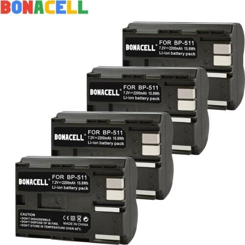BONACELL 3.6V 2200mah BP-511A BP-511 BP 511 511A BP511 BP511A Battery for Canon EOS 40D 300D 5D 20D 30D 50D camera