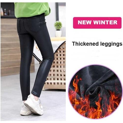 Kids Velvet Leather Leggings For Girl Leggins Toddler Baby Pants Childrens Legging Girls Pant Kid Thermo Girls' Jeggings Winter