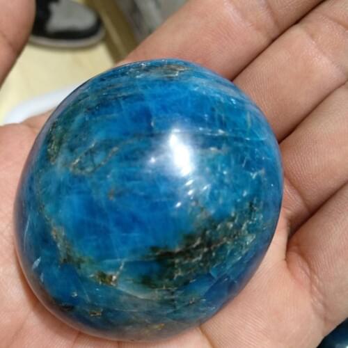 Blue APATITE CRYSTAL Gemstone PALM/MASSAGE STONE 110g aura chakra reiki energy
