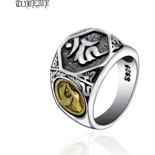 Handmade Thai 925 Silver Tibetan Symbol Ring Thailand Sterling Silver Buddhist Acalanatha Word Ring Man Ring Jewelry Gift