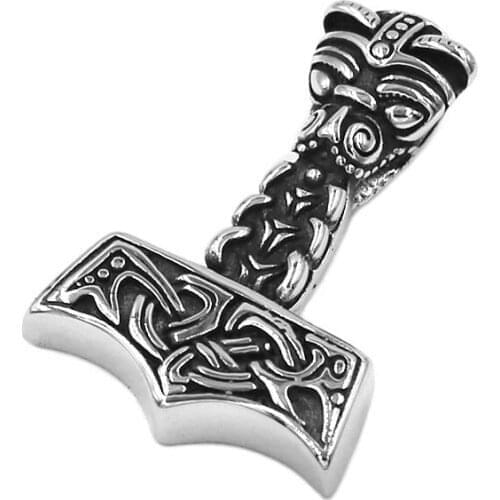 Fashion Celtic Knot Pendant Stainless Steel Thor Hammer Norse Viking Biker Mens Women Pendant Claddagh Style Wholesale 501B
