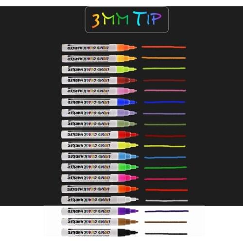 18pcs/set 3mm fluorescent chalk board marker Water-Based vibrant colors Simply wipe write smoothly for kids