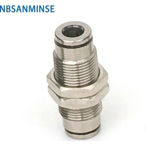 NBSANMINSE 10Pcs/lot MPM 04 06 08 10 12 0-1.0 MPa All Brass Pneumatic Fitting Air Tube Bulkhead Union Fitting Push In Fitting