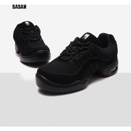 SASAN Mesh Cow Suede Spandex Men And Women Mesh Dance Shoes Square Soft Jazz Spring Summer Dance Shoes Modern Dance Shoes 8805