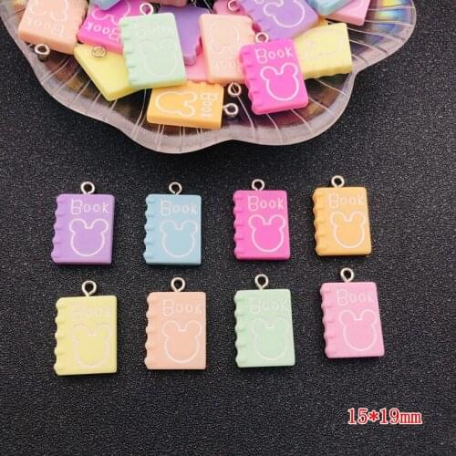 10pcs Resin Flatback Hot School Pastel Color Book Charm Pendant for Earring, Keychain, Jewelry, Scrapbooking, DIY, Necklace