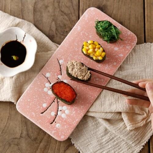Simple sushi ceramic plate underglaze cake plate fruit plate hotel flat ceramic plate sushi restaurant cold dish plate