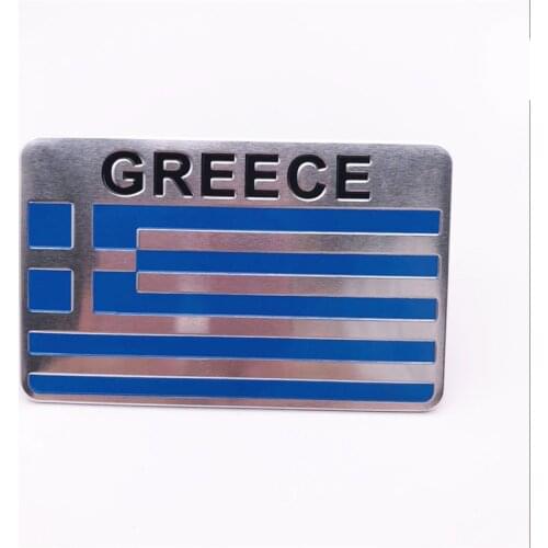 Aluminum Alloy Rectangle Styling Greece National Emblem Flags Car Stickers 8x5cm