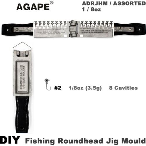 Agape DIY Fishing Roundhead Jig Mould ADRJHM/ASSORTED COMBO 1/8oz(3.5g) 8 Cavities