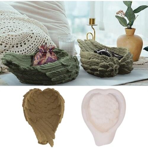 Silicone Tray Mold Resin Silicone Molds Diy Crystal Glue Wing Feather Storage Tray Mold for Making Fruit Storage Plate