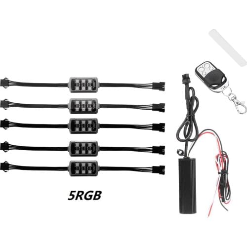 LED Smart Brake Lights 4/5/6/8/10/12RGB Motorcycle Car Atmosphere Light with Wireless Remote Control Moto Decors Strip Lamp Kit