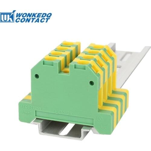 10Pcs EK-10/35 Weidmuller Connector Ground Screw Connection Din Rail Terminal Blocks EK10/35