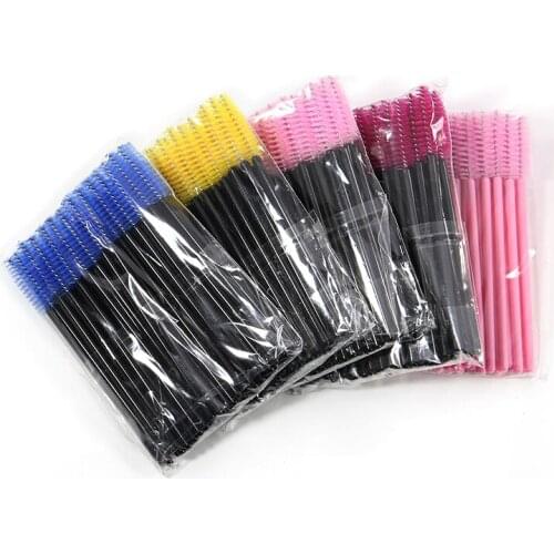 High quality plastic soft brush 50 pieces/Bag Mini Disposable Eyelash Brush Wands Makeup Cosmetic Mascara Tools length 72mm