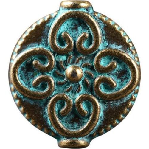 WEIYU 30PCS Retro Bronze Tone Alloy Round Beads Flower Pattern Beads Charms Necklace Bracelet Craft Hot Beads with hole 1.5mm
