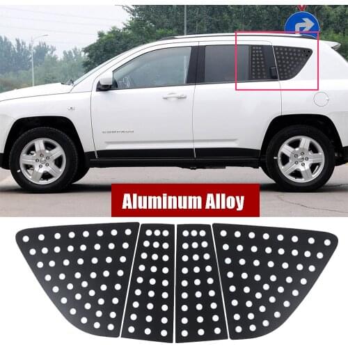 Alloy Black Rear Triangular Window Glass Plate Trim Fit For Jeep Compass 2007-2016