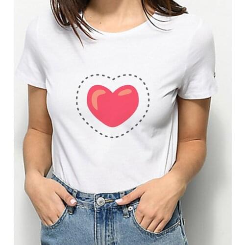 Cartoon Heart Graphic Tshirt Femme Gothic Top Family Look Harajuku Casual Soft Fabric Summer Clothing for Women 2021 Free Ship