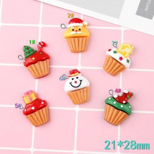 10pcs 21*28mm Mix Resn Christmas gift ice cream charms kawaii flatback cabochon sticker for diy jewelry making findng component