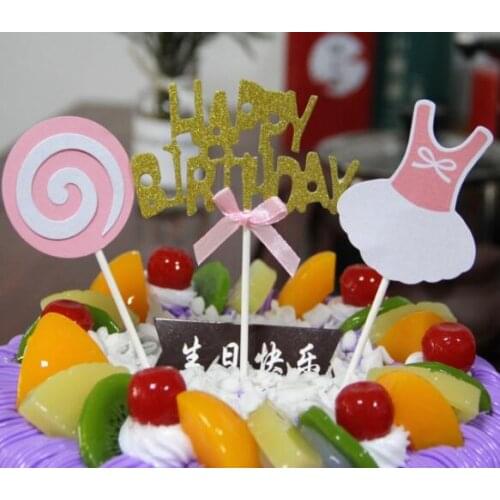 3pcs/lot Birthday Party Cake supplies cake topper insert card boy and girl gift
