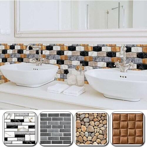 3D Brick Wallpaper Self Adhesive Wall Stickers Home Decor PVC Wood Grain Living Room Bedroom Decoration TV Backdrop 30x30CM