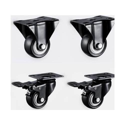 4pcs 1.5 inch 41mm Heavy 180kg Black Swivel Trolley with Wheels Rubber Caster for Furniture