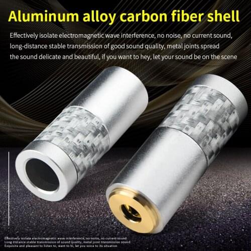 4Pcs 3.5mm Female Plug Carbon Fiber Aluminum Alloy Gold Plated Copper DIY Headphone Accessories