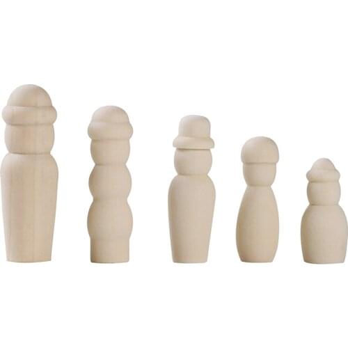 5pcs Unfinished Wood Blank DIY Family People Wooden Peg Dolls Bodies for Arts Crafts