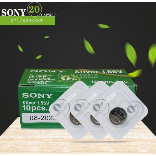 20pcs Sony 371 SR920SW 920 LR920 AG6 LR920 LR69 171 1.55V Silver Oxide Watch Battery Watch Battery Single grain packing