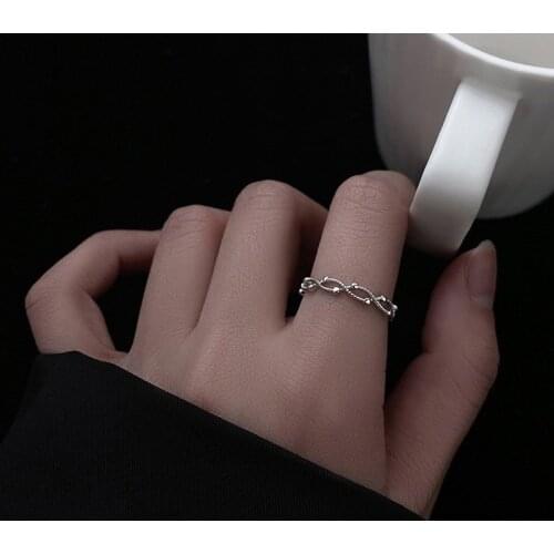 Hollow Out Silver Color Plating Chain Shape RING For Unisex Jewelry Accessory 2021 New Cross Adjustable Finger Ring Women Men
