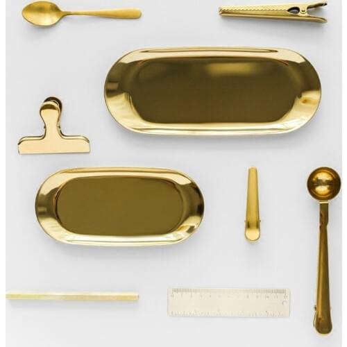 KINGLANG The Danish Golden Coffee Spoon Food Folder Tray