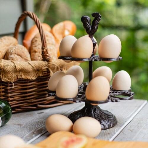 Rooster Decoration Egg Holder Kitchen Organizer Vintage Retro Cast Iron Classic 2021 New Arrival Eggs Container Storage Rack