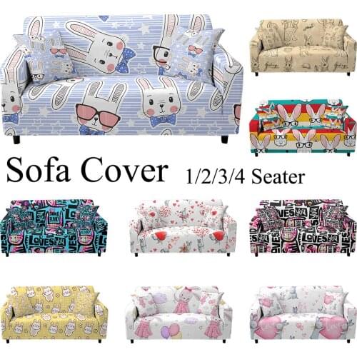 Elastic Sofa Covers for Living Room Cartoon Bunny Rabbit Sofa Slipcovers Sectional Couch Cover L Shape Corner Sofa Cover 1-4seat