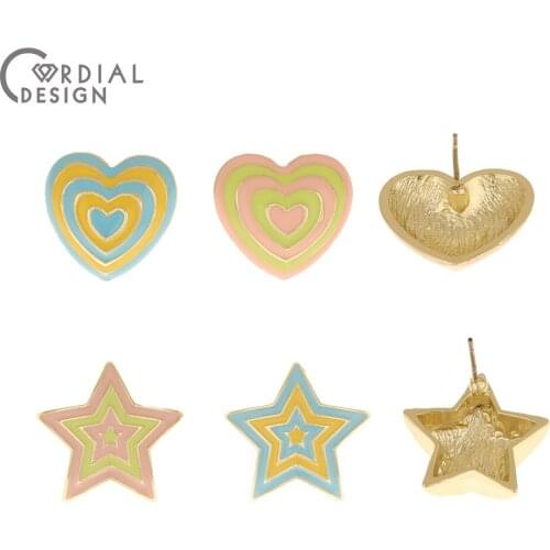 Cordial Design 50Pcs Jewelry Findings & Components/Paint Effect/DIY Making/Rainbow Designs/Earrings Stud/Jewelry Accessories