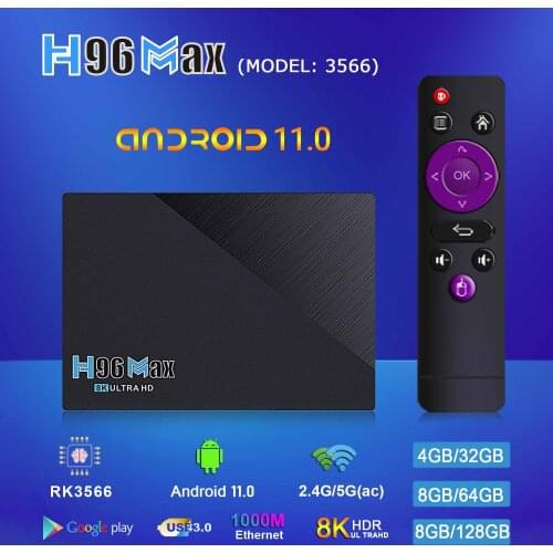 H96 MAX RK3566 Smart TV BOX Android 11.0 8GB DDR3 64GB TVBOX 8K HDR for Gamer 1000M LAN H.265 VP9 4K Decoder IR Control OTT Box