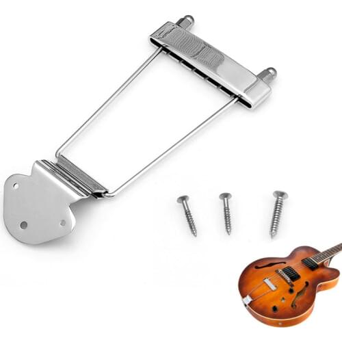 Chrome Guitar Tailpiece Trapeze Open Frame Bridge for 6 String Archtop Guitar