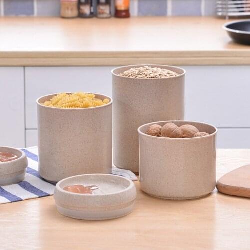 Wheat Straw Food Storage Box Fridge Fresh Food Crisper Snack Nut Cornmeal Sealed Box Kitchen Tool Sorting Seasoning Grains Tank