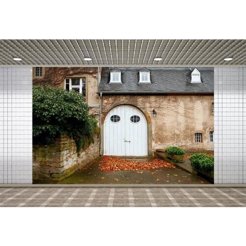 Lyavshi Courtyard White Wooden Door Photography Backdrop Customized Backgrounds Children Baby Portrait Photoshoot Photo Studio