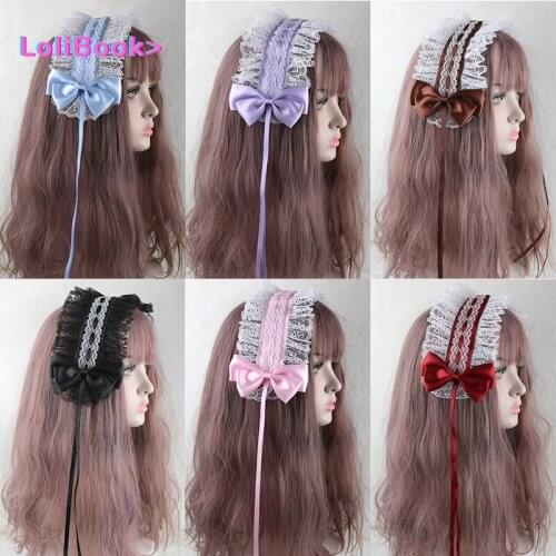 Lolibook Lolita Dimensional Girl Cute Soft Sister Headband All-match Multicolor Hair Accessories Lace Trim Bowknot Hairpin