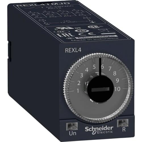 REXL4TMP7 Modular timing relay, 5 A, 4 CO, 0.1 s..100 h, on-Delay, 230 V AC