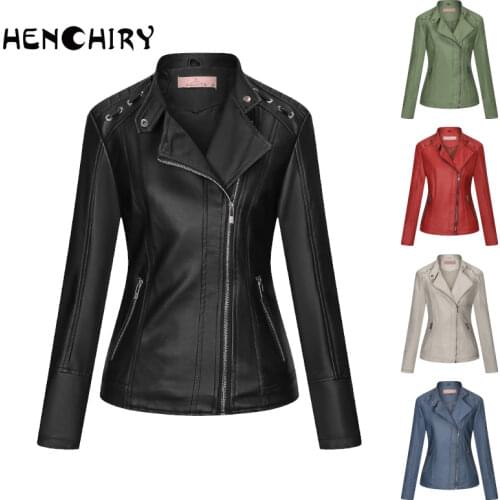 HENCHIRY 2021 New Women Leather Jacket Artificial Long Sleeve Jacket Casual versatile Street Style Coat Streetwear Faux Fur Coat