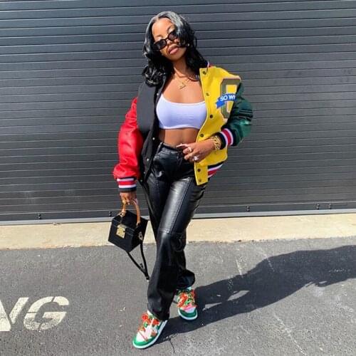 TNNAOFF Fall Plus Size Patchwork Jacket Sweatshirts for Women Sexy Full Sleeve Night Club Lounge Wear Button Cardigan Coats